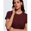 imageCRZ YOGA Womens Pima Cotton Workout Short Sleeve Shirts Loose Athletic Crop Tops Gym Casual Cropped TShirtRed Merlot