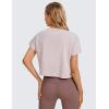 imageCRZ YOGA Womens Pima Cotton Workout Short Sleeve Shirts Loose Athletic Crop Tops Gym Casual Cropped TShirtSmoky Blush