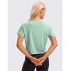 imageCRZ YOGA Womens Pima Cotton Workout Short Sleeve Shirts Loose Athletic Crop Tops Gym Casual Cropped TShirtSoft Seagrass