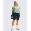 imageCRZ YOGA Womens Pima Cotton Workout Short Sleeve Shirts Loose Athletic Crop Tops Gym Casual Cropped TShirtSoft Seagrass