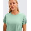 imageCRZ YOGA Womens Pima Cotton Workout Short Sleeve Shirts Loose Athletic Crop Tops Gym Casual Cropped TShirtSoft Seagrass