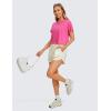 imageCRZ YOGA Womens Pima Cotton Workout Short Sleeve Shirts Loose Athletic Crop Tops Gym Casual Cropped TShirtSonic Pink