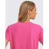 imageCRZ YOGA Womens Pima Cotton Workout Short Sleeve Shirts Loose Athletic Crop Tops Gym Casual Cropped TShirtSonic Pink