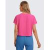 imageCRZ YOGA Womens Pima Cotton Workout Short Sleeve Shirts Loose Athletic Crop Tops Gym Casual Cropped TShirtSonic Pink