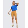 imageCRZ YOGA Womens Pima Cotton Workout Short Sleeve Shirts Loose Athletic Crop Tops Gym Casual Cropped TShirtStrong Blue