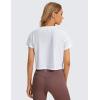 imageCRZ YOGA Womens Pima Cotton Workout Short Sleeve Shirts Loose Athletic Crop Tops Gym Casual Cropped TShirtWhite