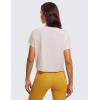 imageCRZ YOGA Womens Pima Cotton Workout Short Sleeve Shirts Loose Athletic Crop Tops Gym Casual Cropped TShirtWhite Apricot
