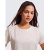 imageCRZ YOGA Womens Pima Cotton Workout Short Sleeve Shirts Loose Athletic Crop Tops Gym Casual Cropped TShirtWhite Apricot