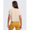 imageCRZ YOGA Womens Pima Cotton Workout Short Sleeve Shirts Loose Athletic Crop Tops Gym Casual Cropped TShirtWhite Opal