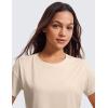 imageCRZ YOGA Womens Pima Cotton Workout Short Sleeve Shirts Loose Athletic Crop Tops Gym Casual Cropped TShirtWhite Opal