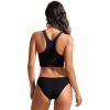 imageCRZ YOGA Womens Racerback Bikini Tops Quick Dry High Neck Modest Swimsuit Padded Sports Bathing SuitBlack