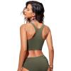 imageCRZ YOGA Womens Racerback Bikini Tops Quick Dry High Neck Modest Swimsuit Padded Sports Bathing SuitDark Olive