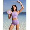 imageCRZ YOGA Womens Racerback Bikini Tops Quick Dry High Neck Modest Swimsuit Padded Sports Bathing SuitElfin Purple