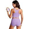 imageCRZ YOGA Womens Racerback Bikini Tops Quick Dry High Neck Modest Swimsuit Padded Sports Bathing SuitElfin Purple