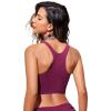 imageCRZ YOGA Womens Racerback Bikini Tops Quick Dry High Neck Modest Swimsuit Padded Sports Bathing SuitFuchsia
