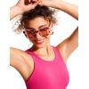 imageCRZ YOGA Womens Racerback Bikini Tops Quick Dry High Neck Modest Swimsuit Padded Sports Bathing SuitGranita Pink