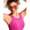 imageCRZ YOGA Womens Racerback Bikini Tops Quick Dry High Neck Modest Swimsuit Padded Sports Bathing SuitHibiscus Purple