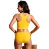 imageCRZ YOGA Womens Racerback Bikini Tops Quick Dry High Neck Modest Swimsuit Padded Sports Bathing SuitHigh Visibility Yellow