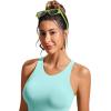 imageCRZ YOGA Womens Racerback Bikini Tops Quick Dry High Neck Modest Swimsuit Padded Sports Bathing SuitHydra Blue