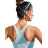 imageCRZ YOGA Womens Racerback Bikini Tops Quick Dry High Neck Modest Swimsuit Padded Sports Bathing SuitLight Grayish Blue