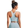 imageCRZ YOGA Womens Racerback Bikini Tops Quick Dry High Neck Modest Swimsuit Padded Sports Bathing SuitLight Grayish Blue