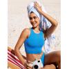 imageCRZ YOGA Womens Racerback Bikini Tops Quick Dry High Neck Modest Swimsuit Padded Sports Bathing SuitMadagascar Blue