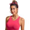 imageCRZ YOGA Womens Racerback Bikini Tops Quick Dry High Neck Modest Swimsuit Padded Sports Bathing SuitMagenta