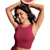 imageCRZ YOGA Womens Racerback Bikini Tops Quick Dry High Neck Modest Swimsuit Padded Sports Bathing SuitPomegranate