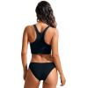 imageCRZ YOGA Womens Racerback Bikini Tops Quick Dry High Neck Modest Swimsuit Padded Sports Bathing SuitTrue Navy