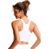 imageCRZ YOGA Womens Racerback Bikini Tops Quick Dry High Neck Modest Swimsuit Padded Sports Bathing SuitWhite