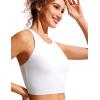 imageCRZ YOGA Womens Racerback Bikini Tops Quick Dry High Neck Modest Swimsuit Padded Sports Bathing SuitWhite