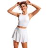 imageCRZ YOGA Womens Racerback Bikini Tops Quick Dry High Neck Modest Swimsuit Padded Sports Bathing SuitWhite