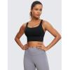 imageCRZ YOGA Womens Strappy Longline Sports Bra  Medium Impact Criss Cross Yoga Padded Workout Crop TopBlack