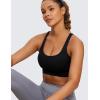 imageCRZ YOGA Womens Strappy Longline Sports Bra  Medium Impact Criss Cross Yoga Padded Workout Crop TopBlack