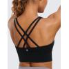 imageCRZ YOGA Womens Strappy Longline Sports Bra  Medium Impact Criss Cross Yoga Padded Workout Crop TopBlack