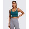 imageCRZ YOGA Womens Strappy Longline Sports Bra  Medium Impact Criss Cross Yoga Padded Workout Crop TopBorealis Green