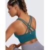 imageCRZ YOGA Womens Strappy Longline Sports Bra  Medium Impact Criss Cross Yoga Padded Workout Crop TopBorealis Green