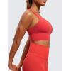 imageCRZ YOGA Womens Strappy Longline Sports Bra  Medium Impact Criss Cross Yoga Padded Workout Crop TopCrimson