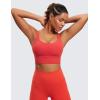 imageCRZ YOGA Womens Strappy Longline Sports Bra  Medium Impact Criss Cross Yoga Padded Workout Crop TopCrimson