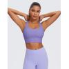 imageCRZ YOGA Womens Strappy Longline Sports Bra  Medium Impact Criss Cross Yoga Padded Workout Crop TopDark Lavender Purple