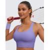 imageCRZ YOGA Womens Strappy Longline Sports Bra  Medium Impact Criss Cross Yoga Padded Workout Crop TopDark Lavender Purple