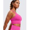 imageCRZ YOGA Womens Strappy Longline Sports Bra  Medium Impact Criss Cross Yoga Padded Workout Crop TopHibiscus Purple