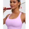 imageCRZ YOGA Womens Strappy Longline Sports Bra  Medium Impact Criss Cross Yoga Padded Workout Crop TopLilac