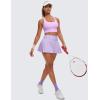 imageCRZ YOGA Womens Strappy Longline Sports Bra  Medium Impact Criss Cross Yoga Padded Workout Crop TopLilac