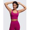 imageCRZ YOGA Womens Strappy Longline Sports Bra  Medium Impact Criss Cross Yoga Padded Workout Crop TopMagenta Purple