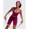 imageCRZ YOGA Womens Strappy Longline Sports Bra  Medium Impact Criss Cross Yoga Padded Workout Crop TopMagenta Purple