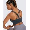 imageCRZ YOGA Womens Strappy Longline Sports Bra  Medium Impact Criss Cross Yoga Padded Workout Crop TopMelanite