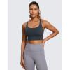 imageCRZ YOGA Womens Strappy Longline Sports Bra  Medium Impact Criss Cross Yoga Padded Workout Crop TopMelanite