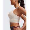 imageCRZ YOGA Womens Strappy Longline Sports Bra  Medium Impact Criss Cross Yoga Padded Workout Crop TopMojave Tan
