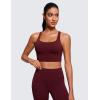 imageCRZ YOGA Womens Strappy Longline Sports Bra  Medium Impact Criss Cross Yoga Padded Workout Crop TopRed Merlot